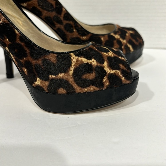 Michael Kors York Platform Cheetah Natural Haircalf Open Toe Pump Size 8 - Picture 12 of 14